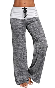 SZ60026-3 Женские свободные леггинсы для йоги с широкими штанинами Foldover Heather